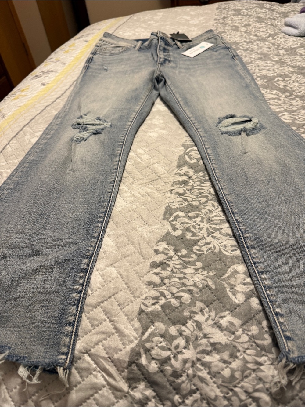 Studio Light Blue Distressed Cropped Jeans